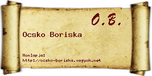 Ocsko Boriska névjegykártya
